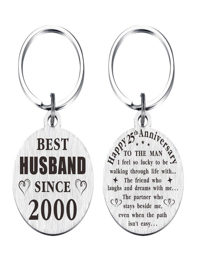 TANWIH 25th Wedding Anniversary Keychain Gifts, Best Husband Since 2000, 25 Year Anniversary Decoration for Him Men - Image 1
